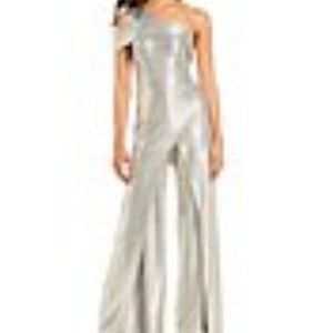 Marina One shoulder metallic jumpsuit.